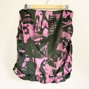 NWOT ASOS Newspaper Print Satin Mini Skirt Size 12